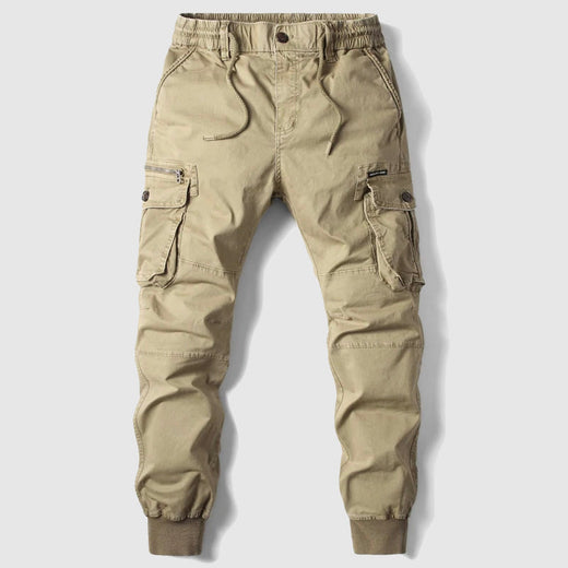 Federico Men’s Utility Cargo Jogger Trousers with Elasticated Cuffs and Multi-Pocket Design