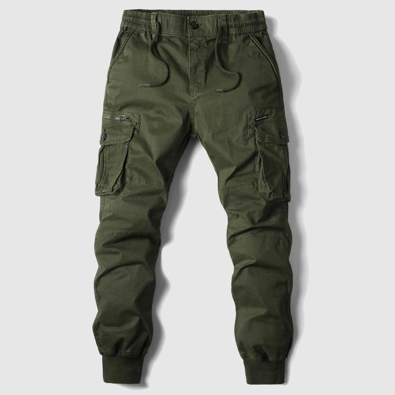 Federico Men’s Utility Cargo Jogger Trousers with Elasticated Cuffs and Multi-Pocket Design