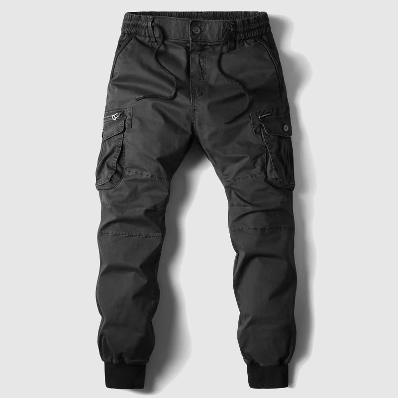 Federico Men’s Utility Cargo Jogger Trousers with Elasticated Cuffs and Multi-Pocket Design