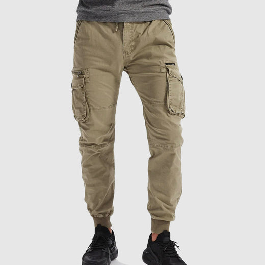 Federico Men’s Utility Cargo Jogger Trousers with Elasticated Cuffs and Multi-Pocket Design