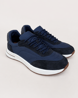 Milano Men’s Suede-Style Panelled Runner Trainers with Contrast Sole