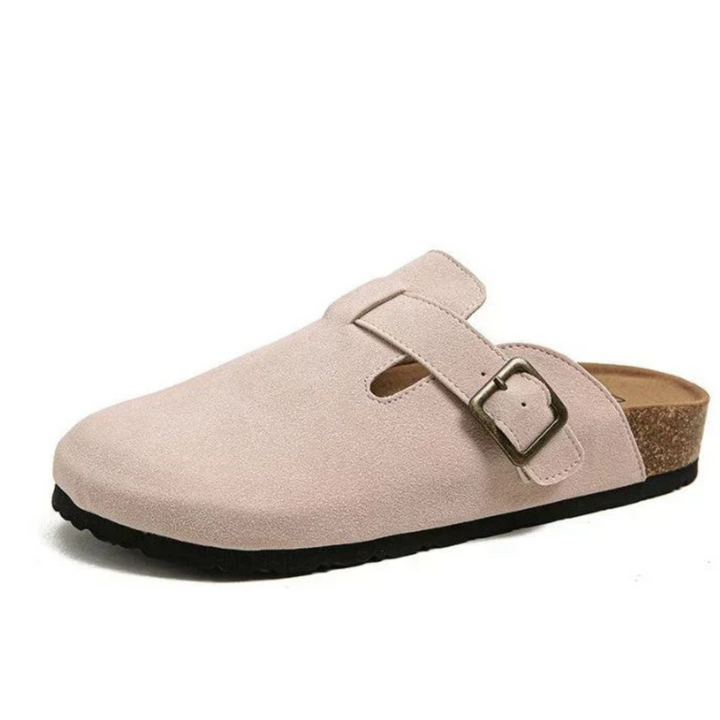 Lorenzo Men’s Classic Suede-Style Buckle Mules with Contoured Slip-On Design