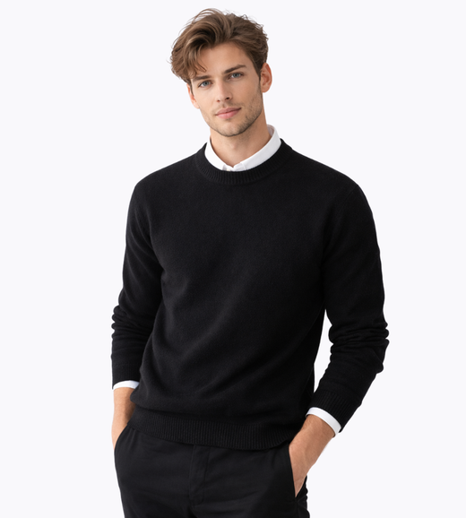Men's Fine Knit Crewneck Sweater with Regular Fit