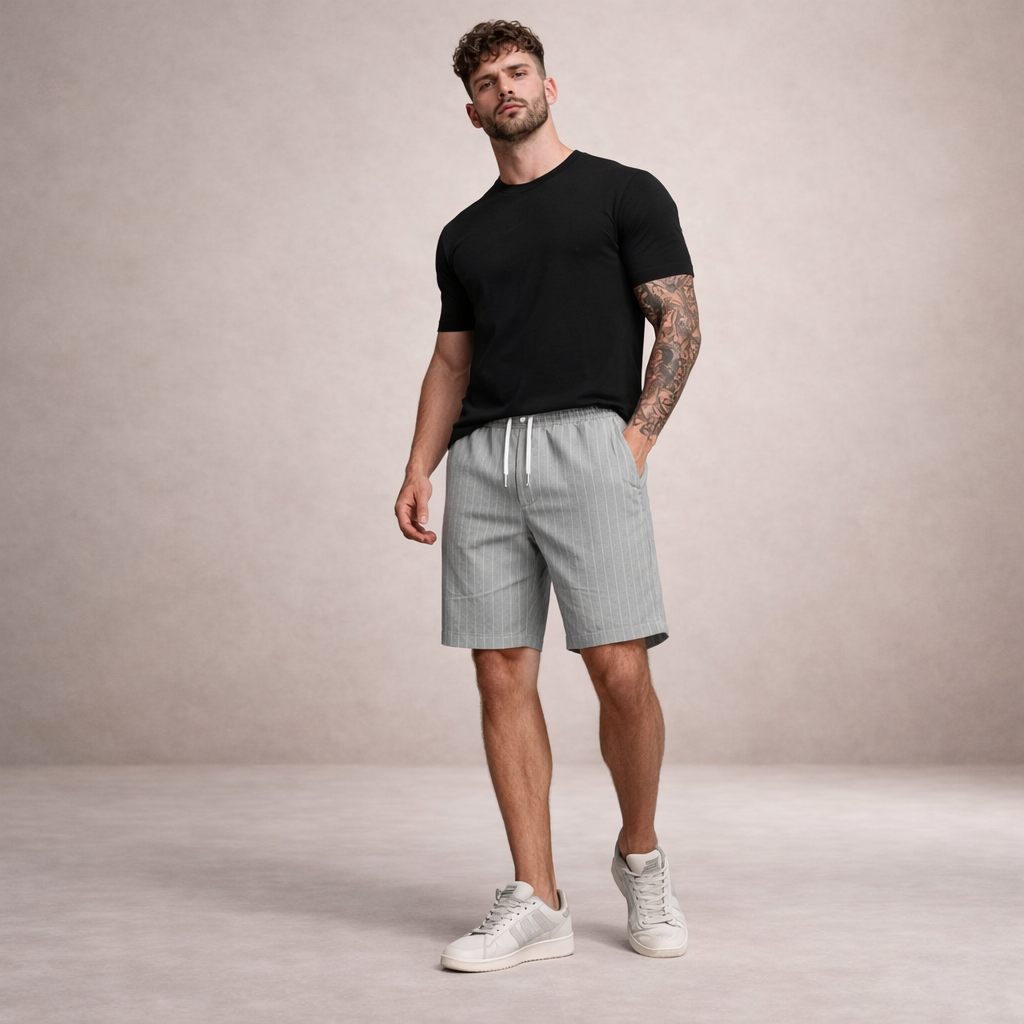 Salvatore Men’s Textured Drawstring Shorts with Relaxed Tailored Fit