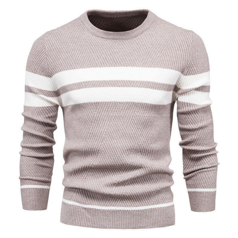 Men's Casual Striped Sweater with Regular Fit