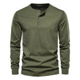 Men's Long-Sleeve Henley Shirt with Comfortable Fit