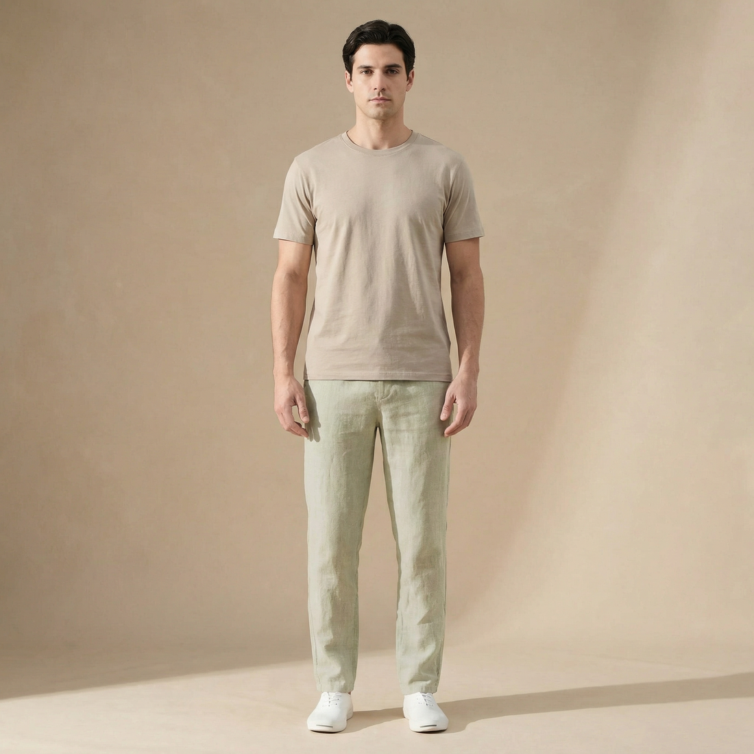 Massimo Men’s Lightweight Textured Drawstring Trousers with Relaxed Tapered Fit