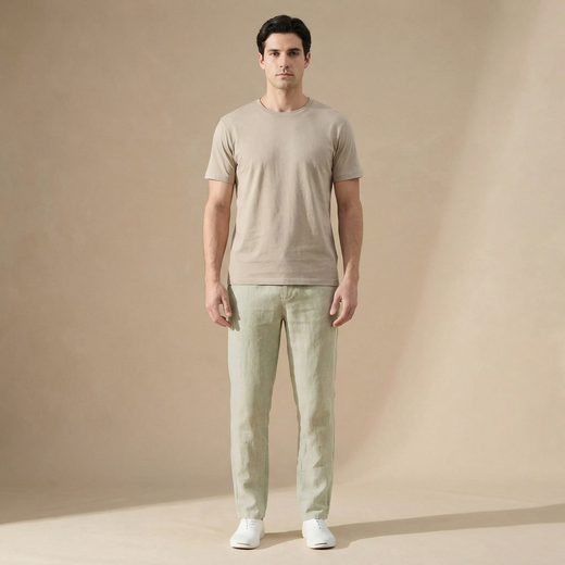 Massimo Men’s Lightweight Textured Drawstring Trousers with Relaxed Tapered Fit