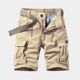 Men’s Beige Cargo Shorts | Casual Utility Shorts with Belt & Multiple Pockets