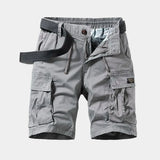 Men’s Beige Cargo Shorts | Casual Utility Shorts with Belt & Multiple Pockets