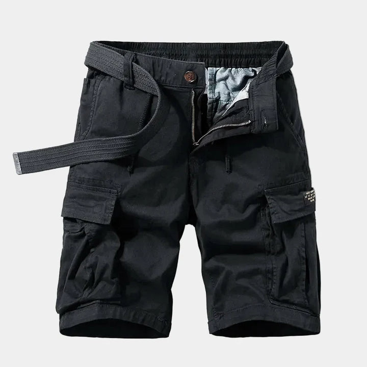 Men’s Beige Cargo Shorts | Casual Utility Shorts with Belt &amp; Multiple Pockets