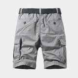 Men’s Beige Cargo Shorts | Casual Utility Shorts with Belt & Multiple Pockets