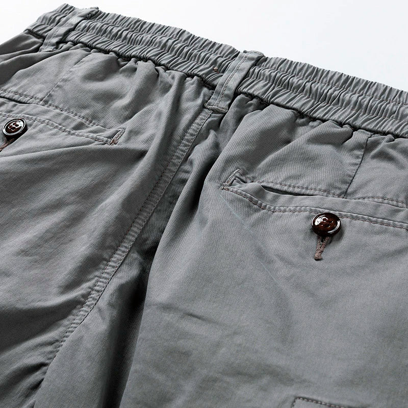 Men’s Beige Cargo Shorts | Casual Utility Shorts with Belt &amp; Multiple Pockets