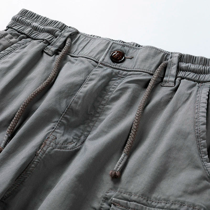 Men’s Beige Cargo Shorts | Casual Utility Shorts with Belt &amp; Multiple Pockets