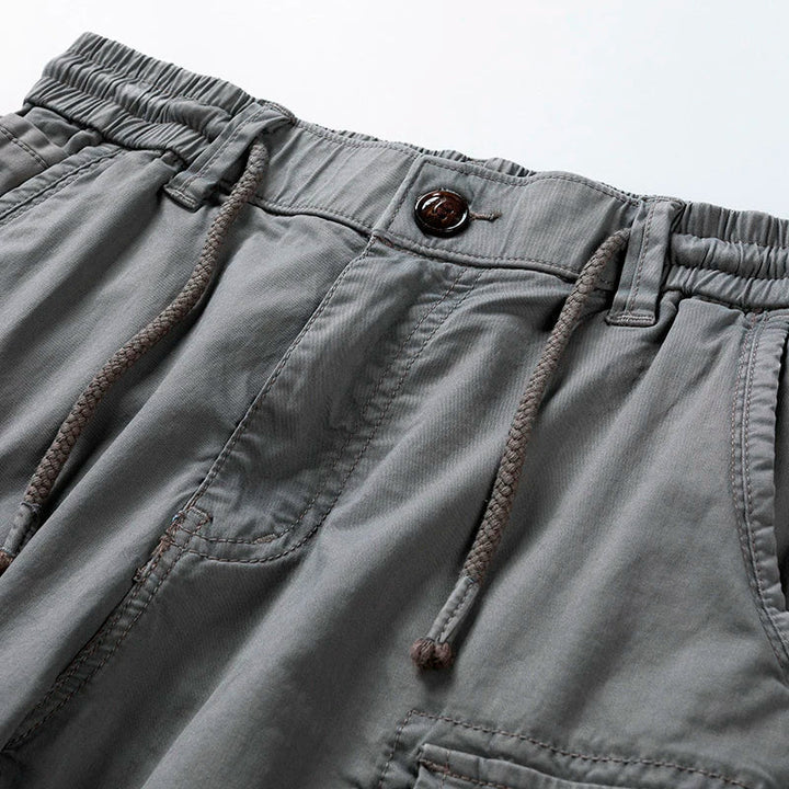 Men’s Beige Cargo Shorts | Casual Utility Shorts with Belt &amp; Multiple Pockets