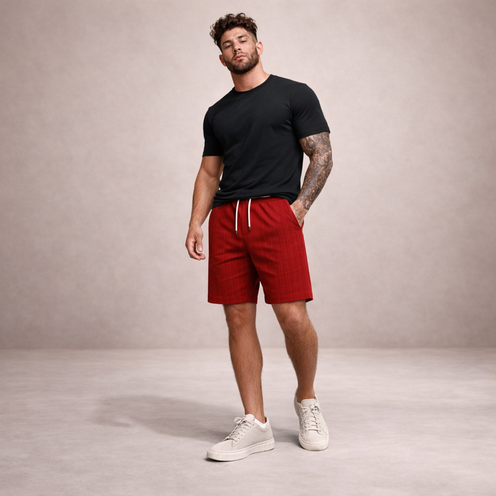 Salvatore Men’s Textured Drawstring Shorts with Relaxed Tailored Fit