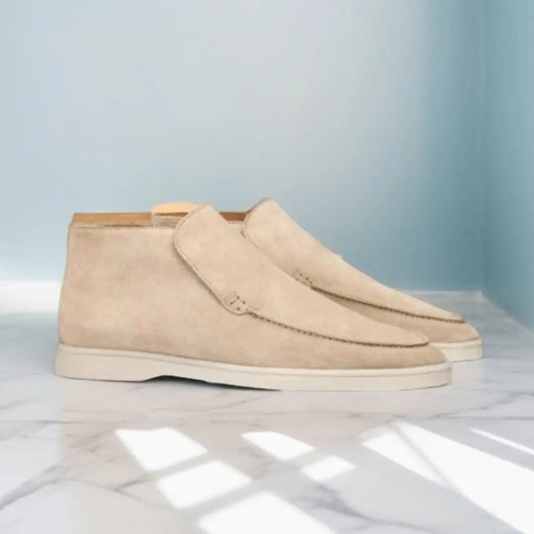Men's Suede High-Top Loafers with Slip-On Design