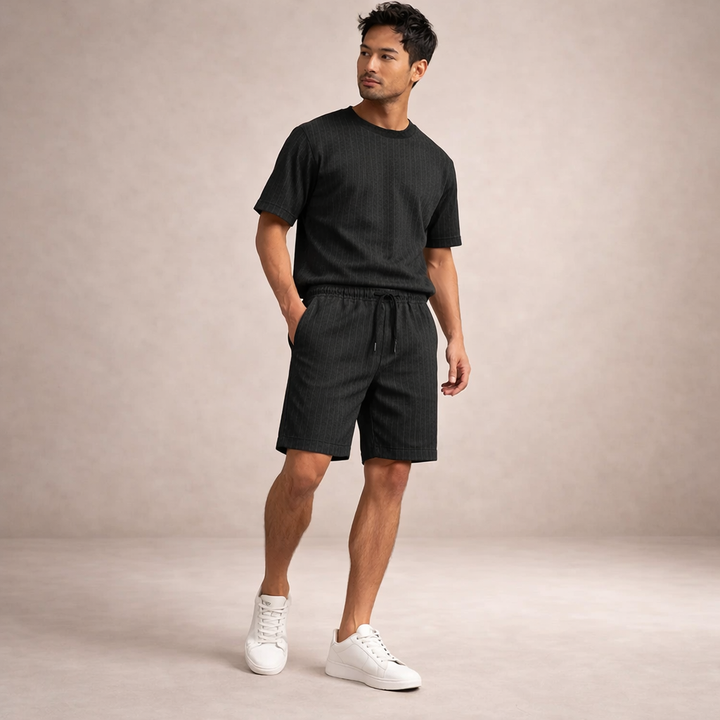 Salvatore Men’s Textured Drawstring Shorts with Relaxed Tailored Fit