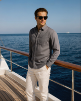 Marco Men’s Classic Linen Long Sleeve Button-Up Shirt with Chest Pocket