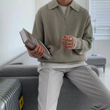 Men's Classic Knitted Zip Sweater with Loose Fit
