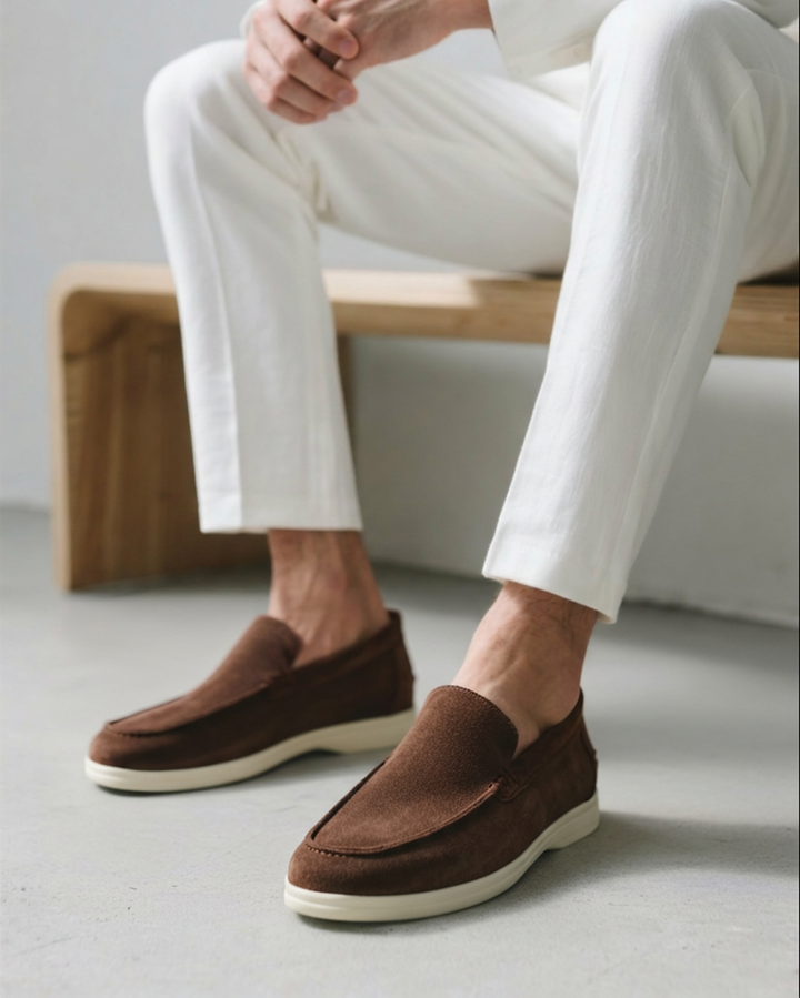 Matteo Men’s Classic Suede-Style Loafers with Lightweight Contrast Sole