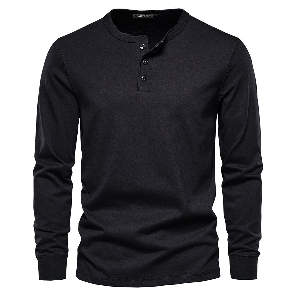 Men's Long-Sleeve Henley Shirt with Comfortable Fit