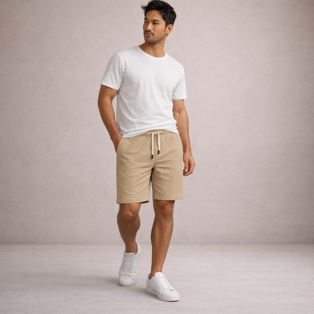 Salvatore Men’s Textured Drawstring Shorts with Relaxed Tailored Fit
