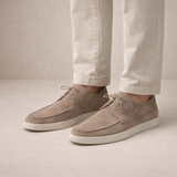 Leonardo Men’s Classic Suede-Style Loafers Lace-Up Shoes with Moc-Toe Detailing and Casual Sole