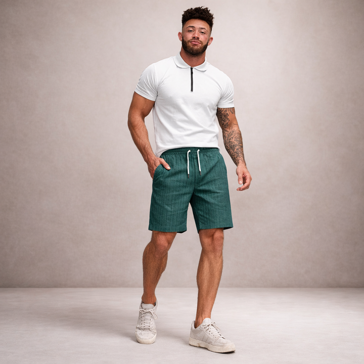 Salvatore Men’s Textured Drawstring Shorts with Relaxed Tailored Fit