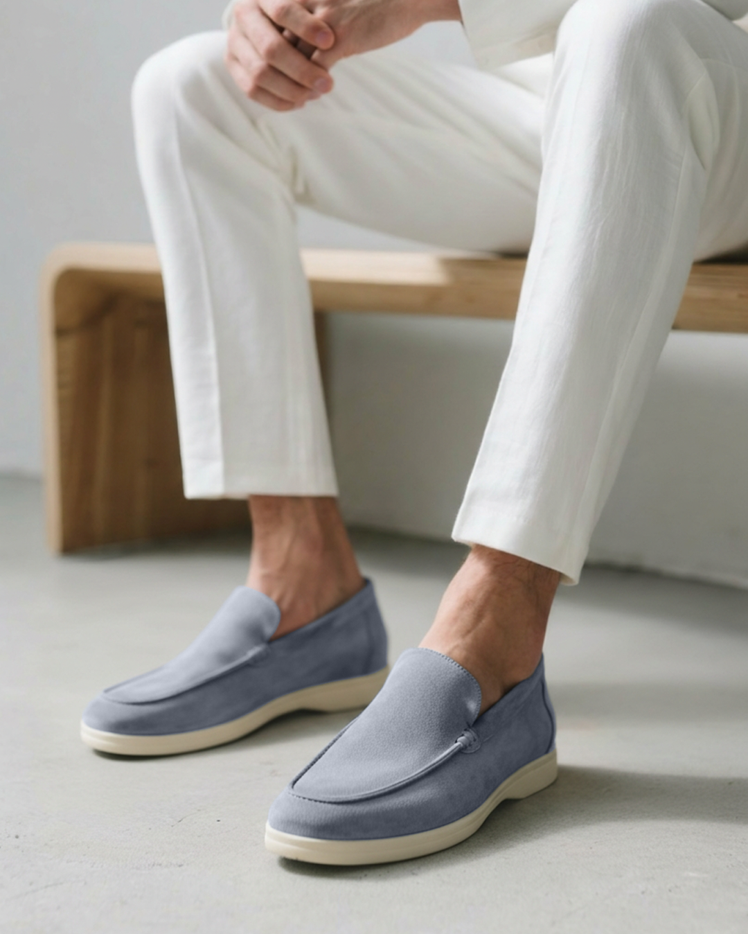 Matteo Men’s Classic Suede-Style Loafers with Lightweight Contrast Sole