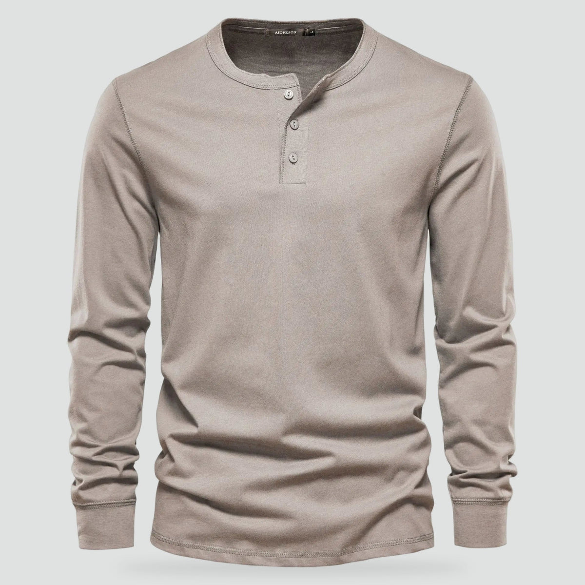 Men's Henley Shirt with Button Closure and Long Sleeves
