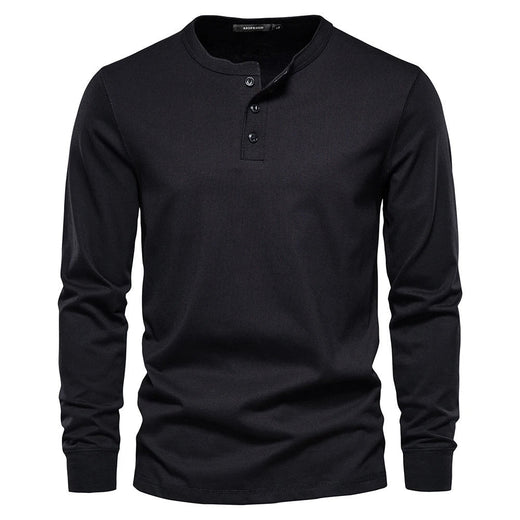 Men's Henley Shirt with Button Closure and Long Sleeves