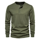 Men's Henley Shirt with Button Closure and Long Sleeves