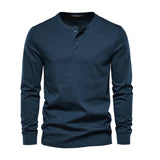 Men's Henley Shirt with Button Closure and Long Sleeves