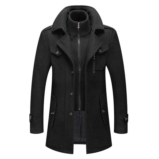 Alessandro Men’s Classic Tailored Overcoat with Layered High-Neck Design