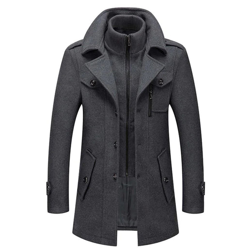 Alessandro Men’s Classic Tailored Overcoat with Layered High-Neck Design