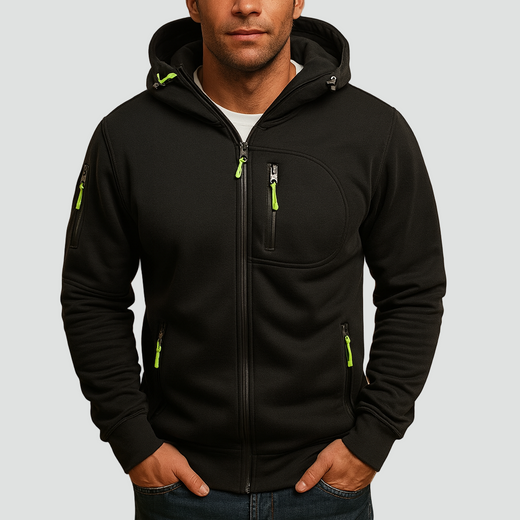 Men's Hoodie with Zip, Hood and Comfortable Fit
