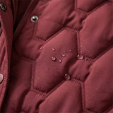 Women's Long Hooded Down Puffer Coat with Quilted Design, Cinched Waist and Pockets