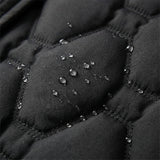Women's Long Hooded Down Puffer Coat with Quilted Design, Cinched Waist and Pockets