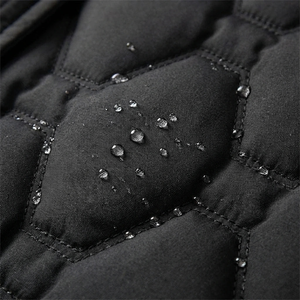 Women's Long Hooded Down Puffer Coat with Quilted Design, Cinched Waist and Pockets