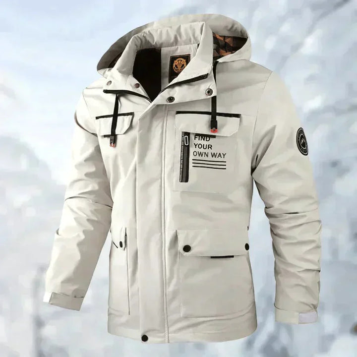 Matteo Men’s Hooded Utility Jacket with Multi-Pocket Design and Zip Fastening