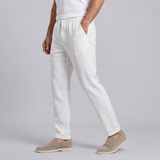 Men's Linen Trousers with Wide Leg for Casual Summer Wear