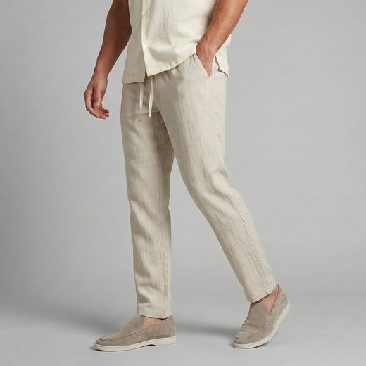 Men's Linen Trousers with Wide Leg for Casual Summer Wear