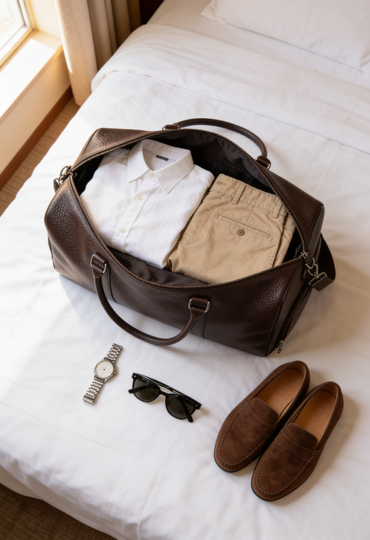 Men's Leather Duffle Bag for Travel and Weekends