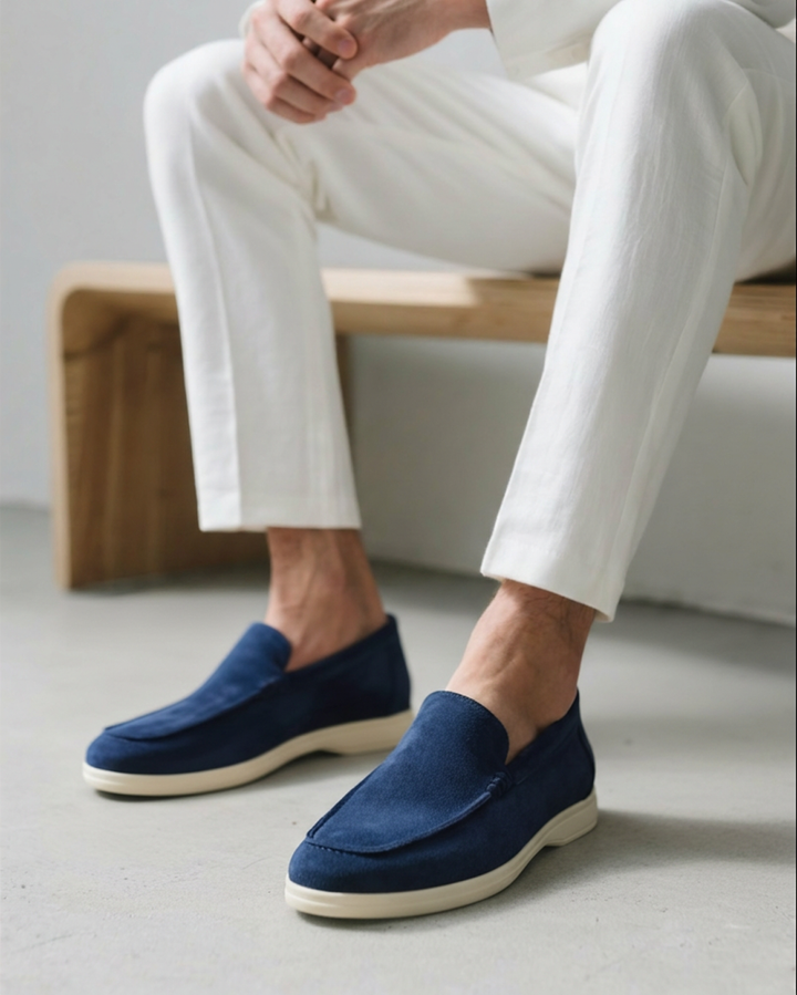 Matteo Men’s Classic Suede-Style Loafers with Lightweight Contrast Sole