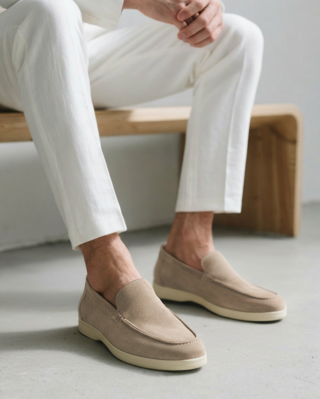 Matteo Men’s Classic Suede-Style Loafers with Lightweight Contrast Sole