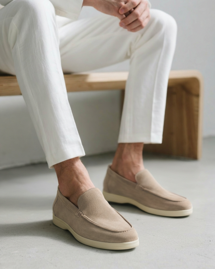 Matteo Men’s Classic Suede-Style Loafers with Lightweight Contrast Sole