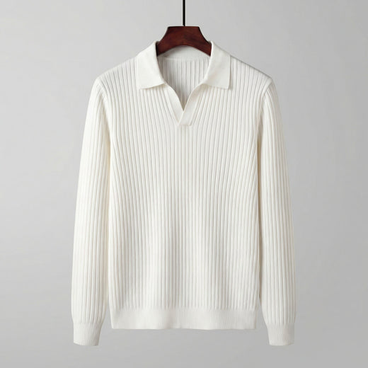 Men's Long Sleeve V-Neck Polo Shirt Casual
