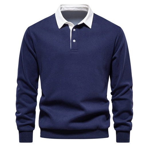Men's Polo Shirt with Long Sleeves Slim Fit Casual
