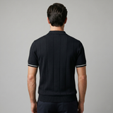 Men's Polo Shirt with Vertical Stripes and Zip Closure Casual